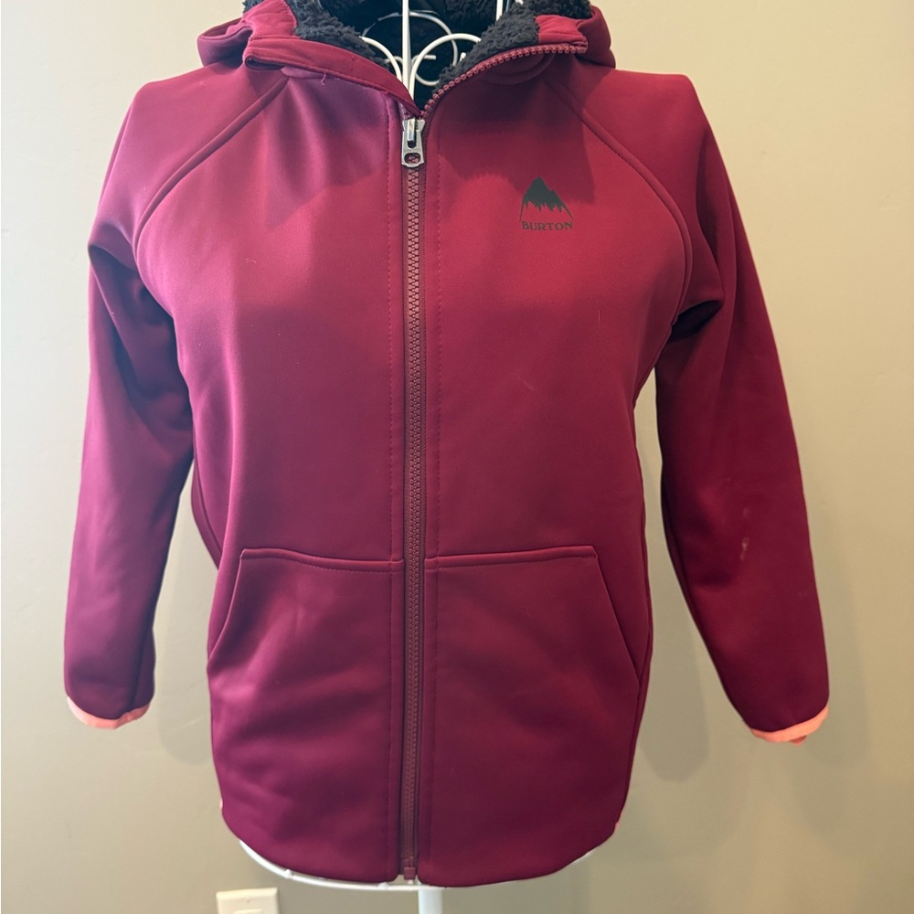 Kids Burton Maroon Fleece Hoodie Sweatshirt